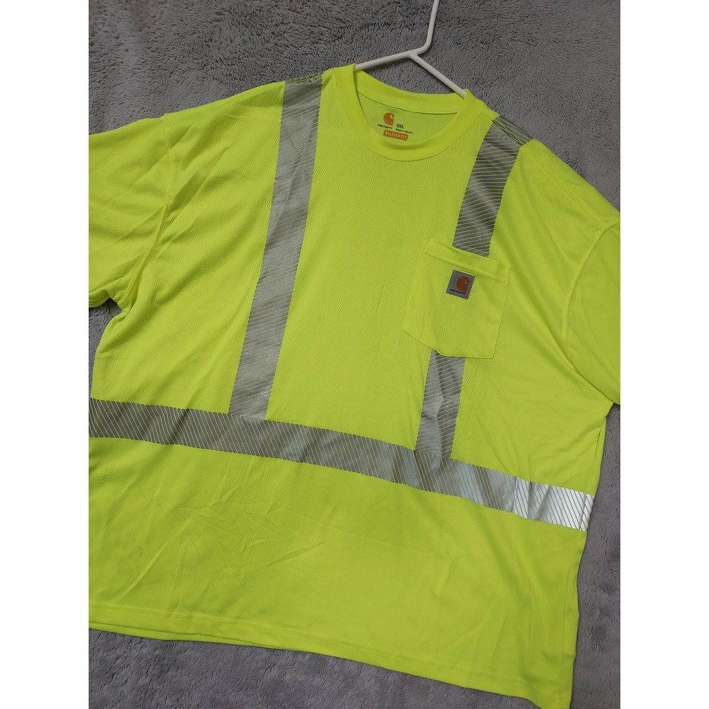 Carhartt Shirt Mens 2XL Force High Visibility Reflective Safety Yellow Class 2
